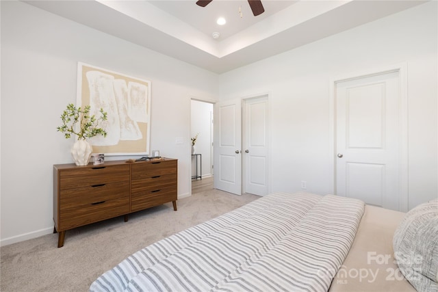 401 Groves St, Lowell, NC 28098 - bedroom featuring light colored carpet, baseboards, ceiling fan, and recessed lighting