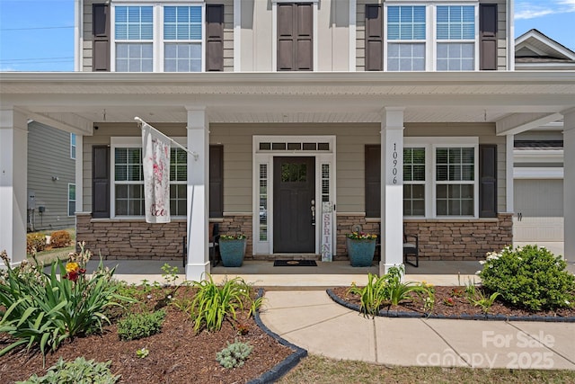 10906 Charmont Pl, Huntersville, NC 28078 - entrance to property with a porch and stone siding