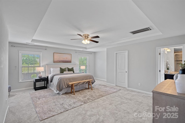 10906 Charmont Pl, Huntersville, NC 28078 - bedroom with a tray ceiling, carpet floors, and multiple windows