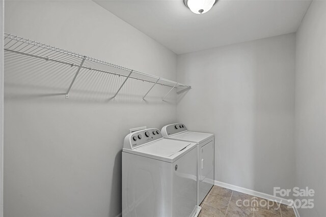 10906 Charmont Pl, Huntersville, NC 28078 - laundry room featuring washer and clothes dryer and baseboards