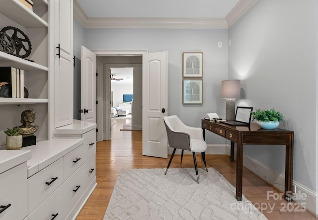 4429 Cameron Oaks Dr, Charlotte, NC 28211 - office space with ornamental molding, baseboards, and light wood-style flooring