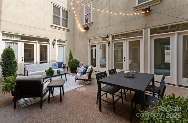 4429 Cameron Oaks Dr, Charlotte, NC 28211 - view of patio / terrace featuring outdoor dining space, french doors, and an outdoor living space