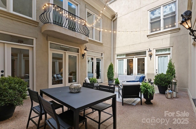 4429 Cameron Oaks Dr, Charlotte, NC 28211 - view of patio / terrace with an outdoor hangout area, french doors, outdoor dining space, and a balcony