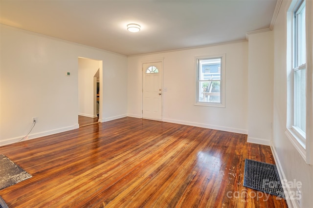 9 N St, Weaverville, NC 28787 - foyer with wood-type flooring, ornamental molding, and baseboards