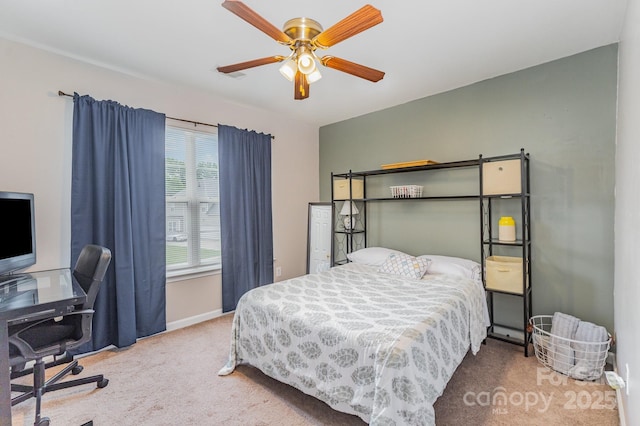 15037 Taylor Ridge Ln Unit 25, Charlotte, NC 28273 - bedroom featuring carpet flooring, baseboards, an office area, and ceiling fan