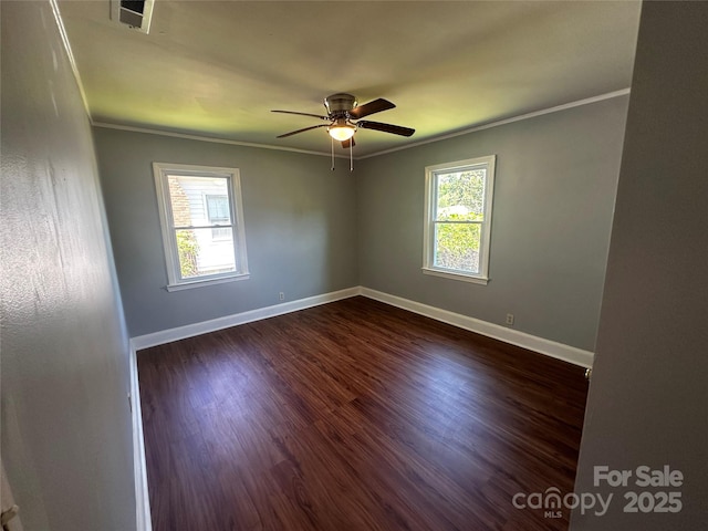 1119 Sanders St, Rock Hill, SC 29732 - empty room featuring a ceiling fan, crown molding, visible vents, and plenty of natural light