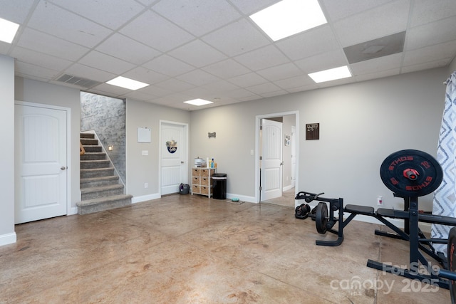 126 Strand Rd, New London, NC 28127 - workout area featuring a drop ceiling and baseboards