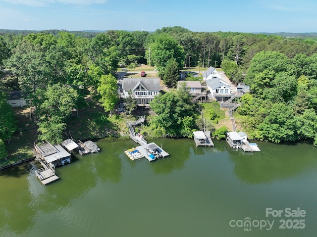 126 Strand Rd, New London, NC 28127 - drone / aerial view of a forest and a nearby body of water