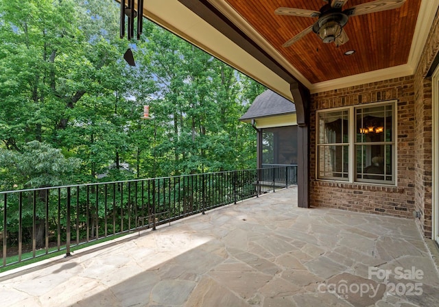 3815 Stoney Ridge Trl, Charlotte, NC 28210 - view of patio / terrace featuring a ceiling fan and a sunroom