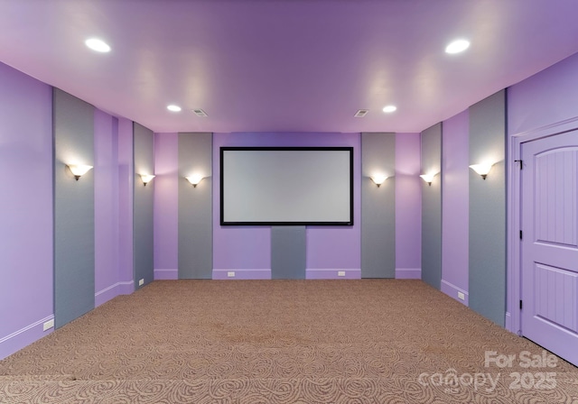 3815 Stoney Ridge Trl, Charlotte, NC 28210 - carpeted home theater room featuring recessed lighting and baseboards