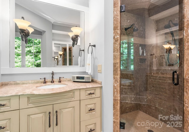 12835 Ninebark Trl, Charlotte, NC 28278 - bathroom featuring vanity and a stall shower
