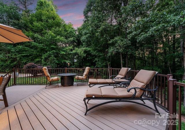 12835 Ninebark Trl, Charlotte, NC 28278 - wooden deck with view of wooded area