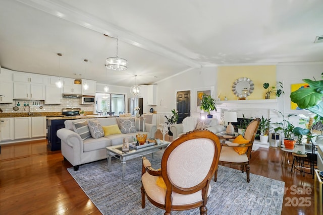 6221 Thermal Rd, Charlotte, NC 28211 - living room featuring dark wood finished floors and crown molding