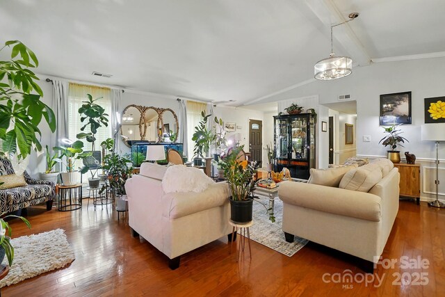 6221 Thermal Rd, Charlotte, NC 28211 - living room with hardwood / wood-style flooring and a chandelier