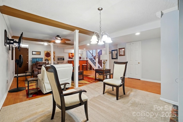 6221 Thermal Rd, Charlotte, NC 28211 - living area with baseboards, wood finished floors, recessed lighting, and stairs