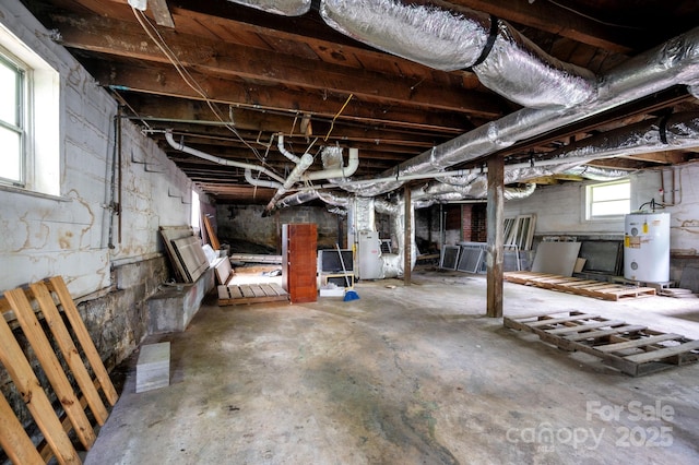basement with water heater