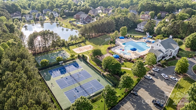16109 Reynolds Dr, Indian Land, SC 29707 - aerial view of a pool area and a nearby body of water