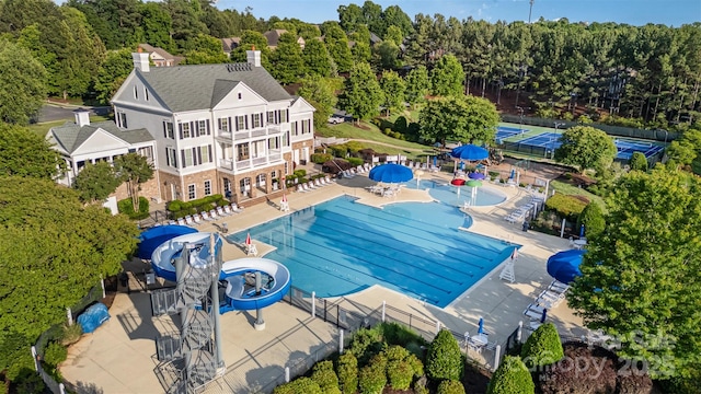 16109 Reynolds Dr, Indian Land, SC 29707 - community pool featuring a patio and a water slide