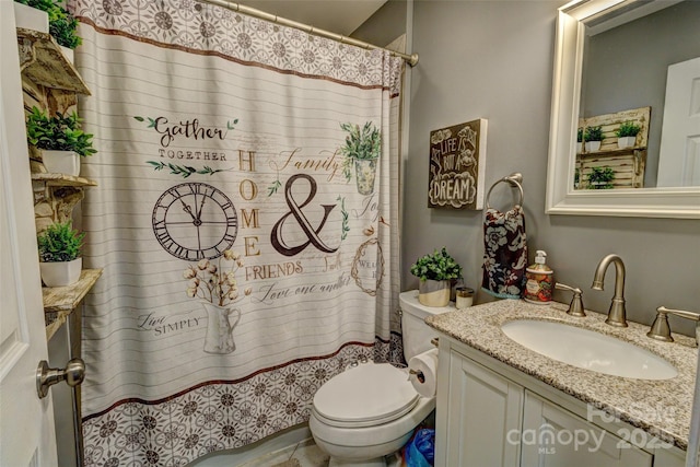 800 Sunset Rd, Cherryville, NC 28021 - full bathroom featuring toilet, vanity, and a shower with curtain