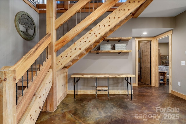 55 Maynards Way, Hendersonville, NC 28792 - interior space with baseboards, finished concrete flooring, and recessed lighting