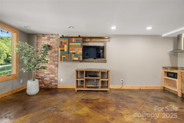 55 Maynards Way, Hendersonville, NC 28792 - living room with concrete flooring, baseboards, and recessed lighting