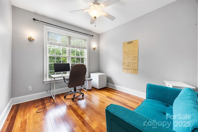 10452 Quiet Bay Ct, Charlotte, NC 28278 - office space featuring wood-type flooring, baseboards, and a ceiling fan