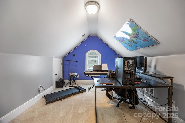 10452 Quiet Bay Ct, Charlotte, NC 28278 - office with lofted ceiling, carpet floors, and baseboards