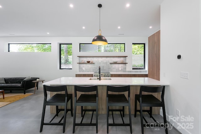 129 English Dr, Candler, NC 28715 - dining room with concrete floors, healthy amount of natural light, and recessed lighting