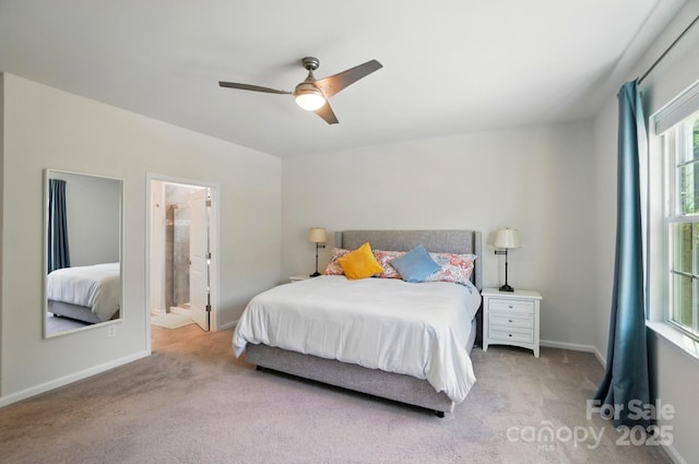 1360 Dali Blvd, Mount Holly, NC 28120 - bedroom featuring carpet flooring, baseboards, ensuite bath, and ceiling fan