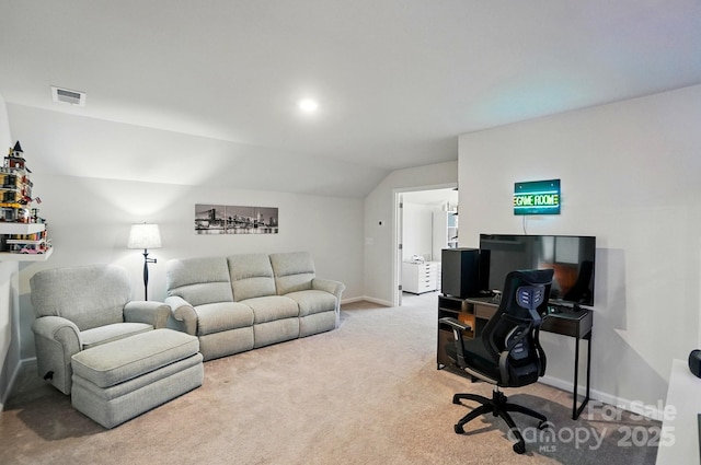 1360 Dali Blvd, Mount Holly, NC 28120 - carpeted home office featuring vaulted ceiling and baseboards