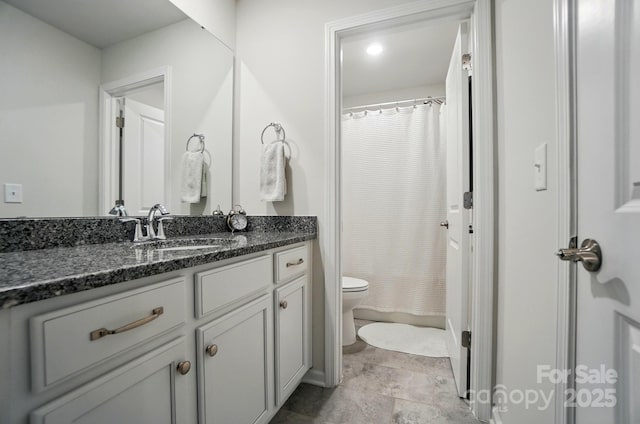 1360 Dali Blvd, Mount Holly, NC 28120 - bathroom featuring toilet, vanity, and a shower with shower curtain