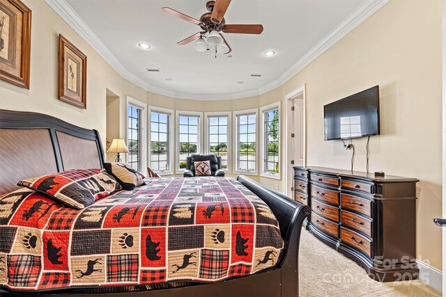 6205 Plantation Pointe Dr, Granite Falls, NC 28630 - carpeted bedroom with crown molding and recessed lighting