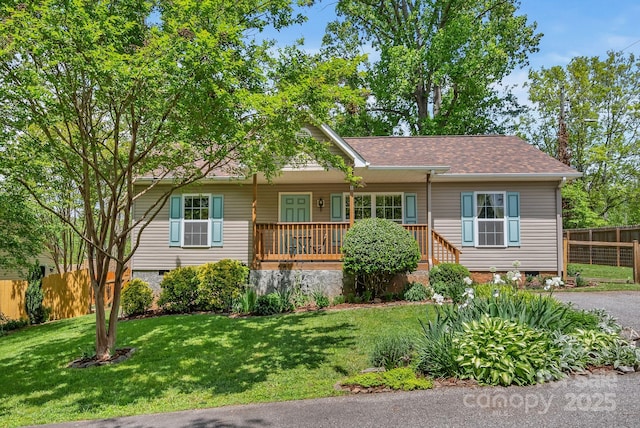 11 Louisville Pl, Asheville, NC 28806 - ranch-style home featuring covered porch, roof with shingles, and crawl space