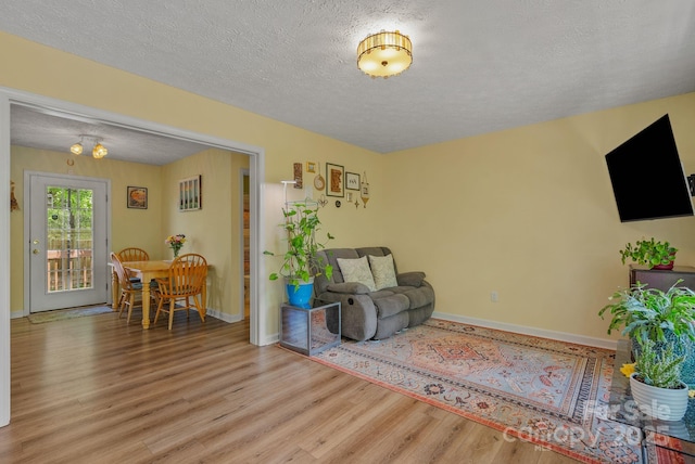 11 Louisville Pl, Asheville, NC 28806 - living area featuring wood finished floors, a textured ceiling, and baseboards