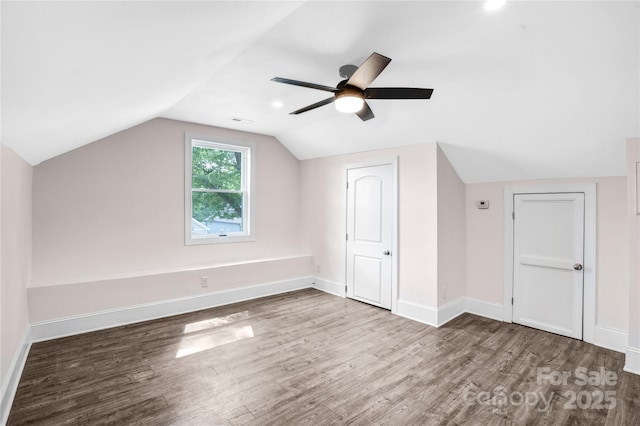 225 N Lee St, Mount Holly, NC 28120 - bonus room with wood finished floors, lofted ceiling, baseboards, and ceiling fan
