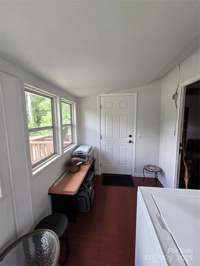 interior space featuring washer / clothes dryer and dark wood-style floors