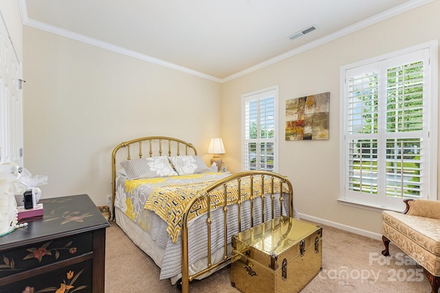 2035 Moultrie Ct, Fort Mill, SC 29707 - bedroom featuring light colored carpet, ornamental molding, and baseboards