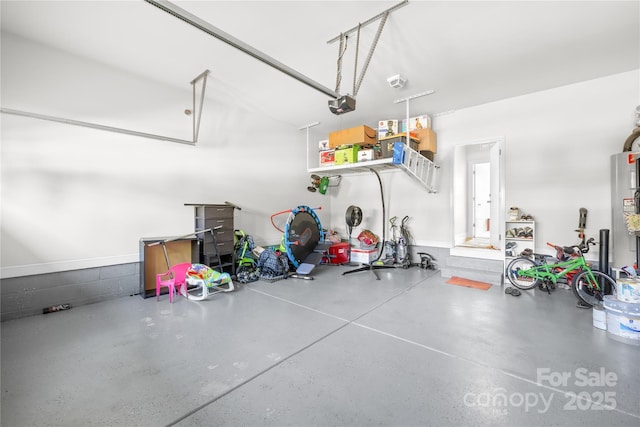 garage with a garage door opener