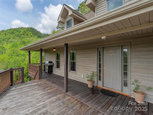 deck with a grill