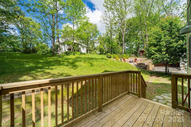 21 Bryant St, Asheville, NC 28806 - deck with a yard and view of wooded area