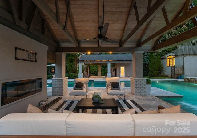 8300 Fairview Rd, Charlotte, NC 28226 - swimming pool featuring outdoor lounge area and ceiling fan