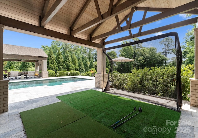 8300 Fairview Rd, Charlotte, NC 28226 - outdoor pool with a gazebo and a patio area