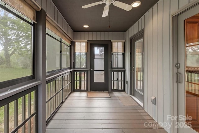 452 Kyfields, Weaverville, NC 28787 - unfurnished sunroom featuring a ceiling fan and healthy amount of natural light