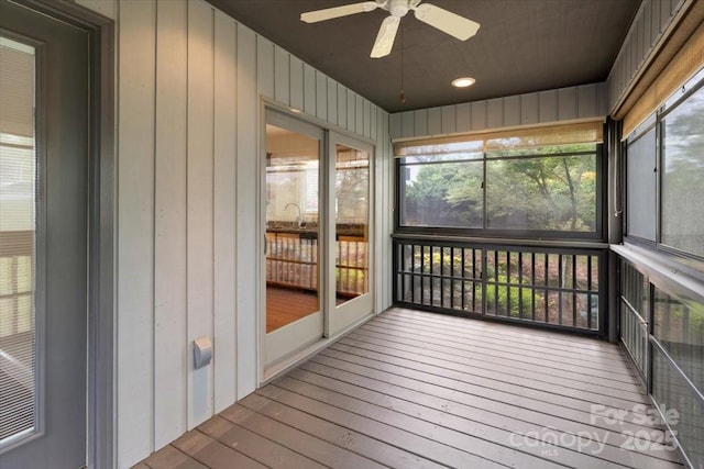 452 Kyfields, Weaverville, NC 28787 - unfurnished sunroom featuring ceiling fan