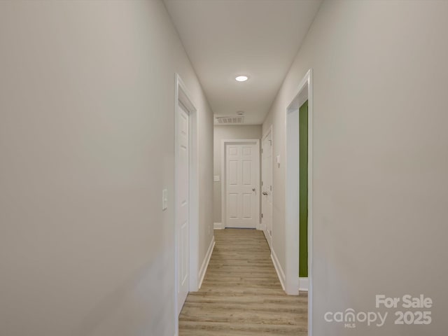 1454 King Rd, York, SC 29745 - corridor with light wood-type flooring, baseboards, and recessed lighting
