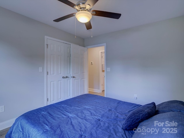 1454 King Rd, York, SC 29745 - bedroom featuring baseboards, a ceiling fan, and a closet