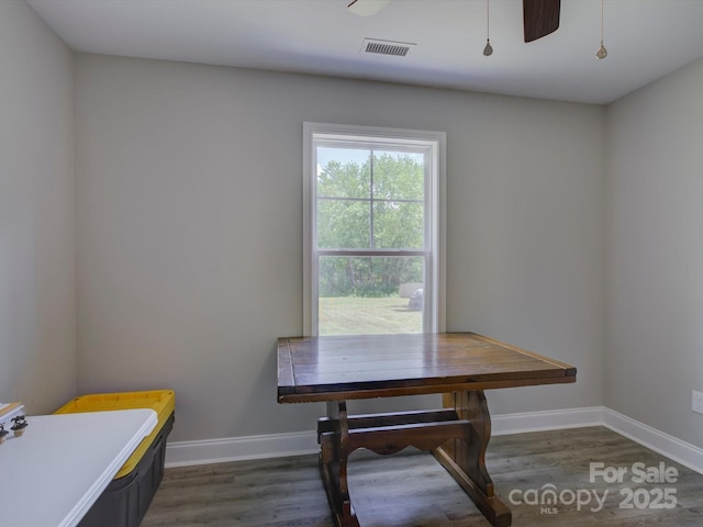 1454 King Rd, York, SC 29745 - dining area with wood finished floors, baseboards, and ceiling fan
