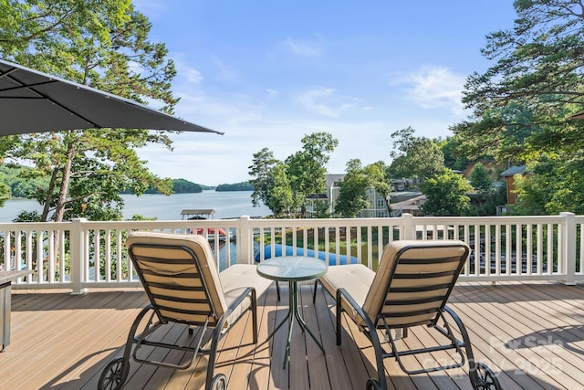 592 Shoreline Rd, New London, NC 28127 - deck with a water view