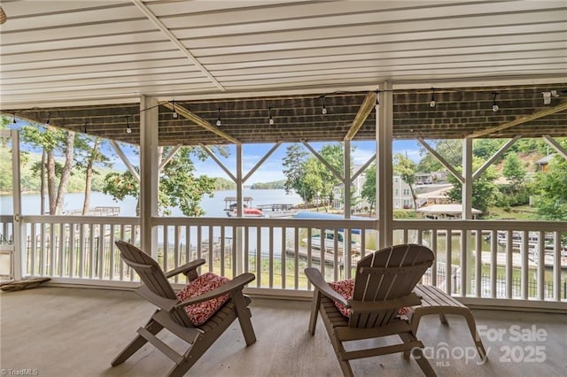 592 Shoreline Rd, New London, NC 28127 - sunroom featuring a water view
