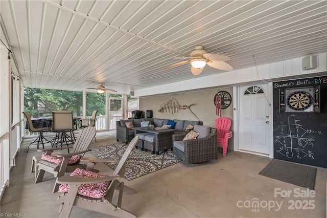 592 Shoreline Rd, New London, NC 28127 - view of patio with a ceiling fan and an outdoor living space